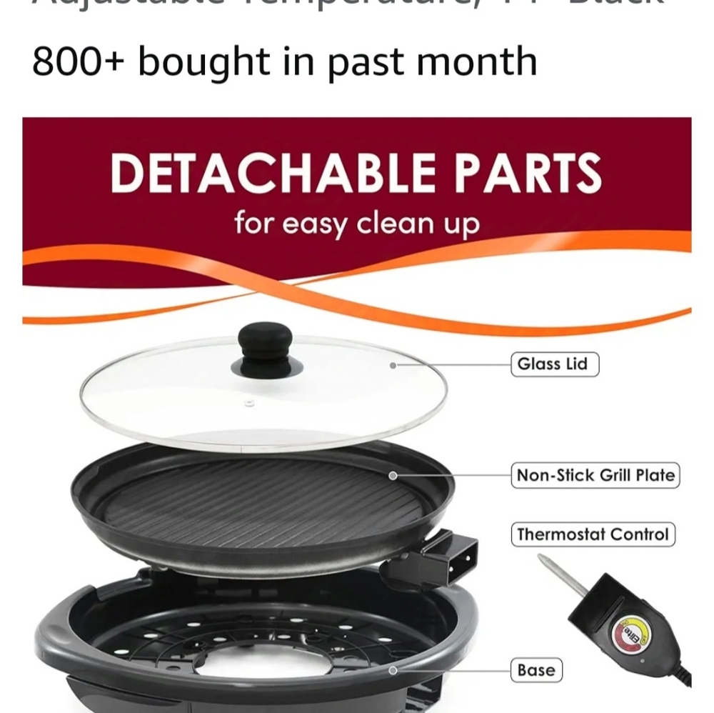 Electric tabletop grill non stick